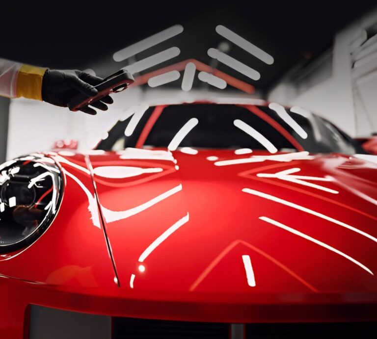 Red sports car with glossy paint